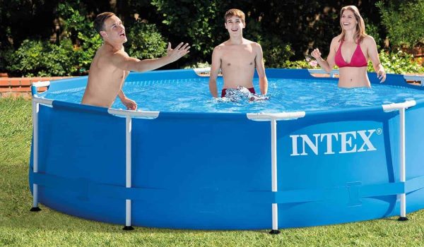 intex 10ft x 30in metal frame above ground swimming pool set with filter pump